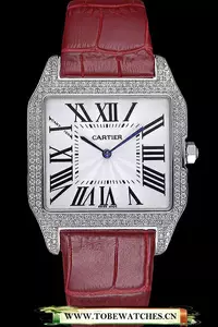 Cartier Santos 100 Diamond Silver Bezel En59843
