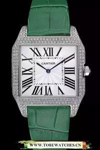 Cartier Santos 100 Diamond Silver Bezel En59844