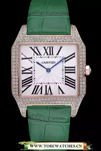 Cartier Santos 100 Diamond Rose Gold Bezel En59845