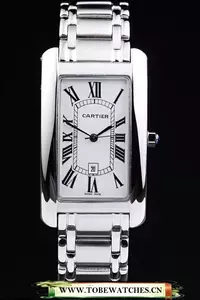 Cartier Tank Americaine 37mm White Dial Stainless Steel Case And Bracelet En57540