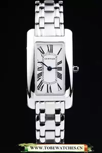 Cartier Tank Americaine 21mm White Dial Stainless Steel Case And Bracelet En57541