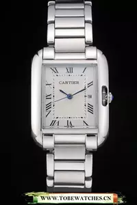 Cartier Tank Anglaise 30mm White Dial Stainless Steel Case And Bracelet En59145