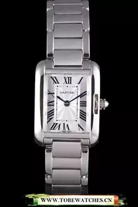 Cartier Tank Anglaise 23mm Silver Dial Stainless Steel Case And Bracelet En59146