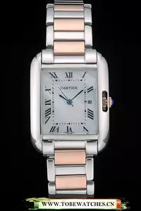 Cartier Tank Anglaise 30mm White Dial Stainless Steel Case Two Tone Bracelet En59151