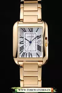 Cartier Tank Anglaise 30mm White Dial Gold Case And Bracelet En59159