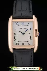 Cartier Tank Anglaise 30mm White Dial Gold Case Black Leather Bracelet En59181
