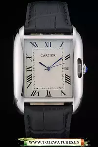 Cartier Tank Anglaise 36mm White Dial Stainless Steel Case Black Leather Bracelet En59186