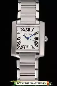 Cartier Tank Francaise Steel Case White Dial Roman Numerals Stainless Steel Bracelet En119927