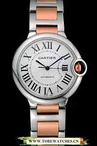 Cartier Ballon Bleu 36mm Silver Dial Stainless Steel Case Two Tone Rose Gold Bracelet En120849