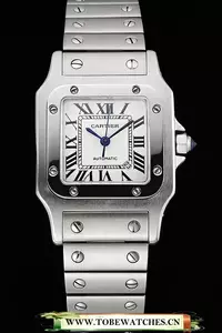 Cartier Santos White Dial Stainless Steel Case And Bracelet En120854