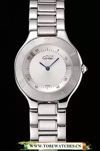 Cartier Must White Dial Stainless Steel Case And Bracelet En122224
