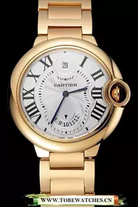 Cartier Ballon Bleu Two Timezone White Dial Gold Case Gold Bracelet En124492