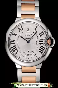 Cartier Ballon Bleu Two Timezone White Dial Silver Case Rose Gold And Silver Bracelet En124494