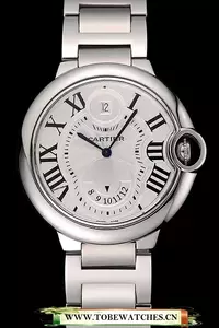 Cartier Ballon Bleu Two Timezone White Dial Stainless Steel Bracelet En124498