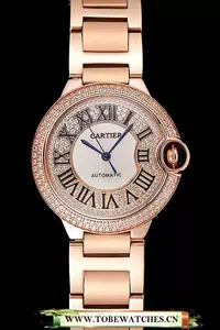 Cartier Ballon Bleu 40 Mm Diamond Dial Diamond Case Rose Gold Bracelet En124500