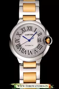 Cartier Ballon Bleu 40 Mm Diamond Dial Gold And Staineless Steel Bracelet En124508