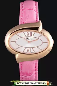 Chopard Luxury Gold Bezel With White Dial And Pink Leather Strap En59635