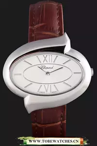 Chopard Luxury Silver Bezel With White Dial And Brown Leather Strap En59636