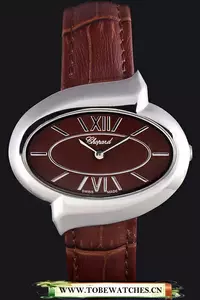 Chopard Luxury Silver Bezel With Brown Dial And Brown Leather Strap En59637