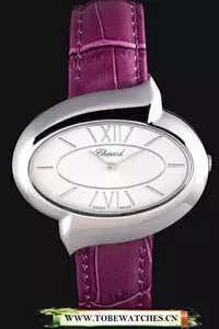 Chopard Luxury Silver Bezel With White Dial And Purple Leather Strap En59638