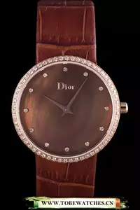La D De Dior Brown Leather Strap With Brown Dial En59609