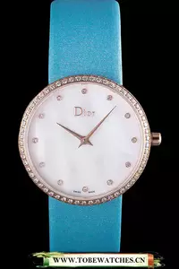 La D De Dior Blue Rubber Strap With White Dial En59610