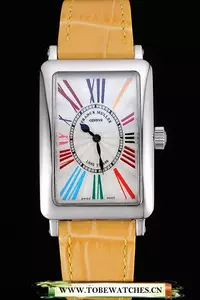 Franck Muller Long Island Classic Color Dreams White Dial Yellow Leather Strap En60259