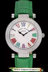 Franck Muller Double Mistery Ronde White Dial Stainless Steel Case Green Leather Strap En122596
