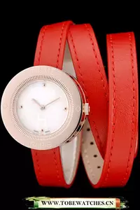 Hermes Classic Mop Dial Red Elongated Leather Strap En58792