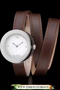 Hermes Classic Mop Dial Brown Elongated Leather Strap En58793
