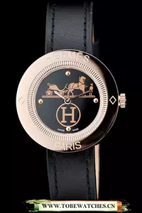Hermes Classic Mop Dial Black Leather Strap En58796