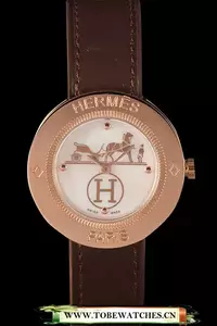 Hermes Classic Mop Dial Brown Leather Bracelet En59397