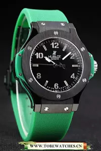 Hublot Big Bang Black Bezel Black Dial Green Rubber Strap En58354