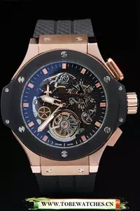 Hublot King Power Tourbillon Black Strap Gold Dial En22712