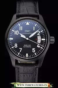 Iwc Mark Xvii Black Steel Case Black Dial Black Leather Bracelet En60593