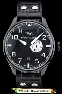 Iwc Schaffhausen 45mm Black Dial Cronograph Black Leather Bracelet En96062