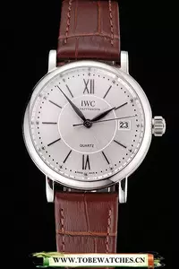 Iwc Portofino Silver Dial Stainless Steel Case Brown Leather Strap En122030