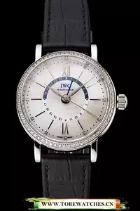 Iwc Portofino Day And Night Silver Dial Stainless Steel Case Black Leather Strap En122446