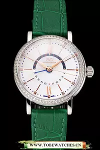 Iwc Portofino Day And Night White Dial Stainless Steel Case Green Leather Strap En122447