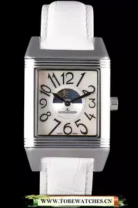 Jaeger Le Coultre Reverso Squadro Lady White Leather Strap Pearl Dial En58916