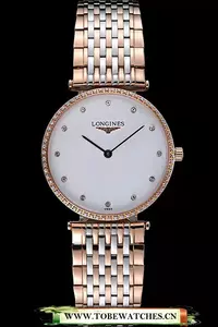 Longines La Grande Classique Rose Gold White Dial Diamond Bezel Homme En60006