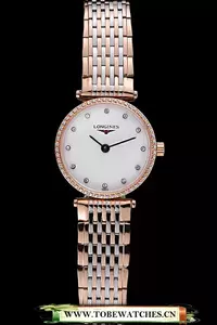 Longines La Grande Classique Rose Gold White Dial Diamond Bezel Femme En60007