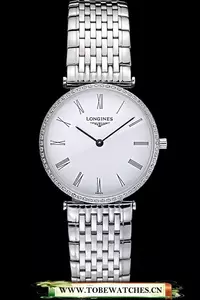 Longines La Grande Classique Stainless Steel White Dial Diamond Bezel Homme En60010