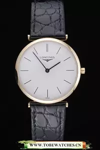 Longines La Grande Classique White Dial Black Leather Strap Homme En60016