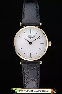 Longines La Grande Classique White Dial Black Leather Strap Femme En60017