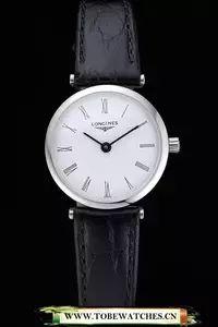 Longines La Grande Classique White Dial Black Leather Band Femme En60029