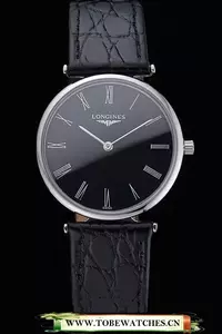 Longines La Grande Classique Black Dial Black Leather Band Homme En60032