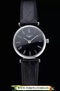 Longines La Grande Classique Black Dial Black Leather Band Femme En60033