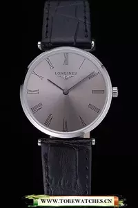 Longines La Grande Classique Grey Round Dial Black Leather Band En60276