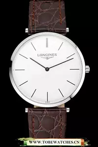 Longines Grande Classique White Dial Stainless Steel Case Brown Leather Strap En122747